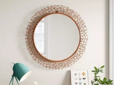 Ilasha Round Metal Wall Mirror 3D model
