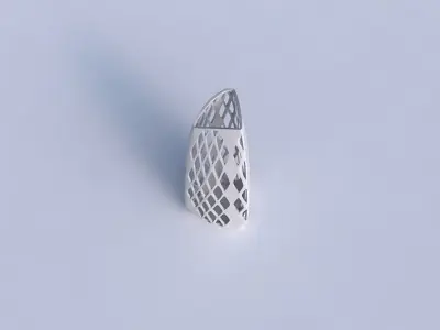 Vase curved tipping triangle with diagonal grid lattice 3 3D print model
