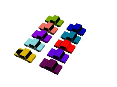 Group of game ready car models Low-poly 3D model