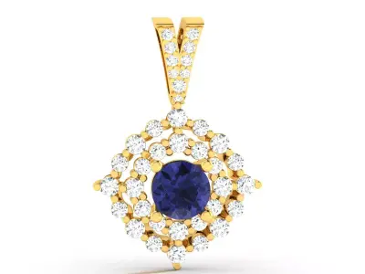 Solitaire Women Pendant 3DM STL OBJ FBX Render Details 3D print model