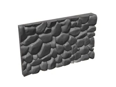 Layered Granite Wall Segment 3D model