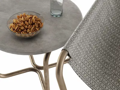 Sling set lounge chair with fabric and metal frame 3D model