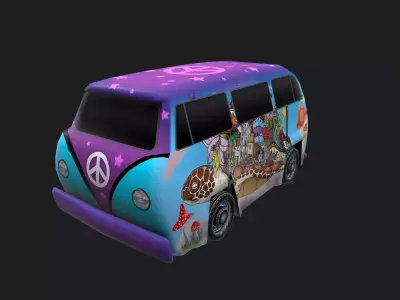 Low Poly Volkswagen Bus Low-poly 3D model