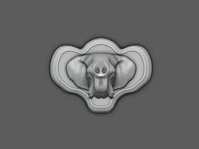 Elephant Head Wall Plaque 3D print model