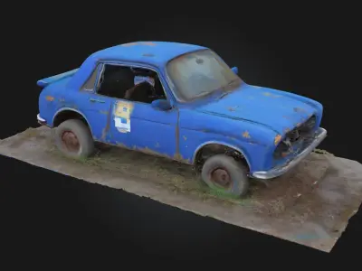 Blue Rusty Relic  Echoes of Industry in Faded Steel 3D model