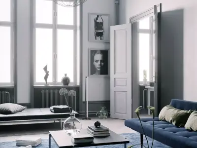 Blue Scandinavian Interior scene 3D model