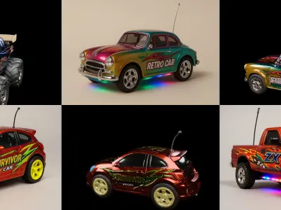Controled Car bundle 11 pack 100 glb 3D model