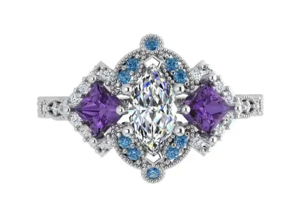 Diamond Unique Ring 3496 3D print model
