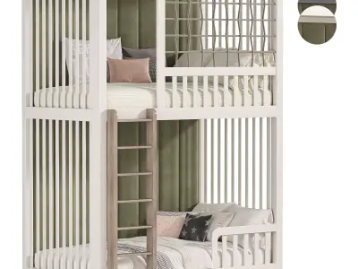 Designer two-level bed Kids room 02 3D model