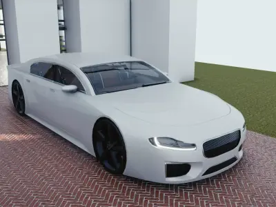 BLENDER EEVEE Brandless Extended Wheelbase 4 door sedan Low-poly 3D model