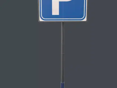Low poly 3D parking signpost Low-poly 3D model