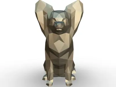 Papillon low poly chihuahua dog in polygons 3D print model