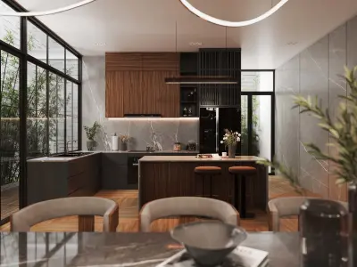 Villa House Modern Interior Scene 3D model