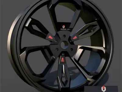 CAR WHEEL 009 Low-poly 3D model