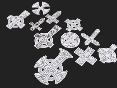Celtic cross pack 3D model