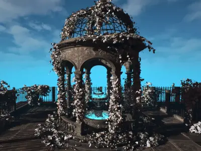 Fountain of Youth UE5 Gazebo and Fountain modular asset pack Low-poly 3D model