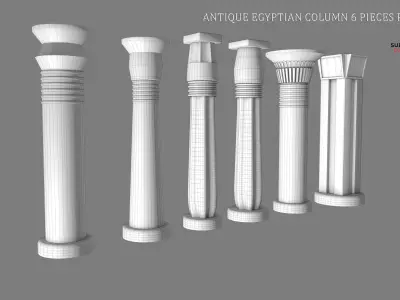 ANCIENT EGYPT COLUMN 6 PIECES PACK Low-poly 3D model