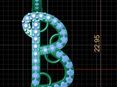LUXURY ALPHABET B PENDANT 3D PRINTABLE MODEL 3D print model