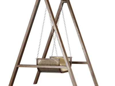 Noa wooden rattan garden swing NR71 by Bpoint Design  3D model