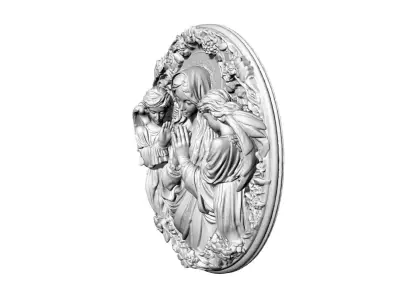 Virgin Mary and Angels Bas Relief 3D Model  3D print model