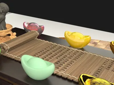 Chinese monk kid  and  bamboo slip  3D model