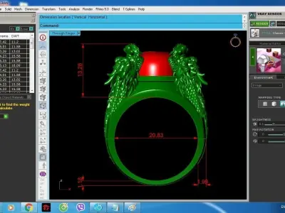Luxury Dragon Guard Oval Gemstone Ring for Men 1584 3D print model