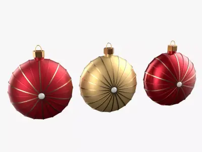 Christmas Tree Ornament Set7 - Red Yellow 3D model