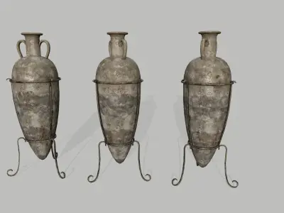 vase set greek vases Low-poly 3D model