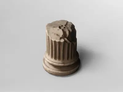 Ancient Broken Marble Column Base 3D model