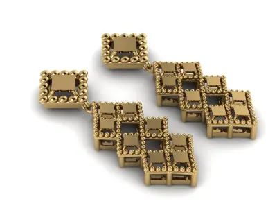 INDIAN STYLE LUXURY GOLD EARRING 3D PRINTABLE MODEL 3D print model