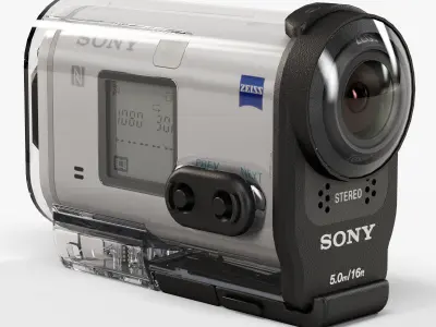 Sony HDR-AS200V action camera with Case Low-poly 3D model