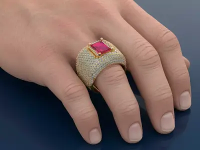 The Regent King Ring - Hip hop -  jewelry 3D model - for him 3D print model