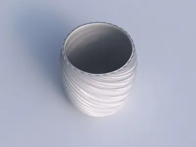 Bowl cylindrical with wavy extruded lines 3D print model