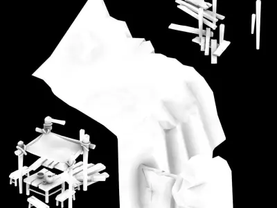 Game Mountain Building - Bamboo Frame 1 3D model
