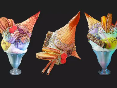 Big Ice-cream in the bowl Free 3D model