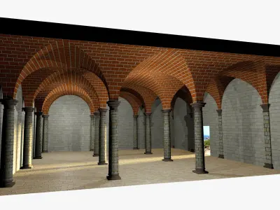 Vaulting 1-3   Romanic  750cm spaced   simple Low-poly 3D model