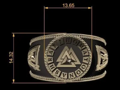 valknut ring for men 3D print model