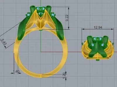 Twisted Earring Ring Set 2451 3D print model