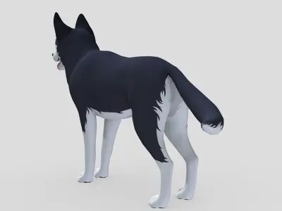 Cartoon dog - Husky Low-poly 3D model