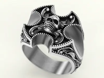 Skull ring silver gold  printable jewelry 3D model 3D print model