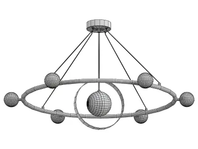 raise-p436 circular chandelier with glass shades 3D model