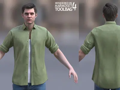 Man Casual Outfit - Modular - Rigged Low-poly 3D model
