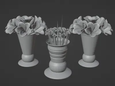 Decor bouquet of flowers in a vase 3D Model Collection