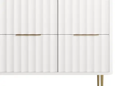 White Bedroom Dresser for Storage in Gold 3D model