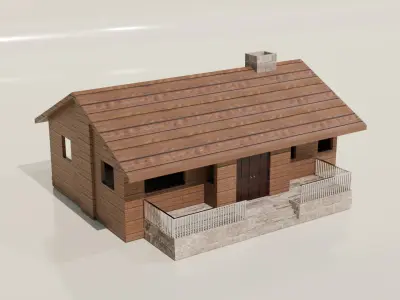 WOOD CABIN Low-poly 3D model