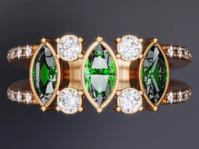 Emerald Crown ring 3D print model