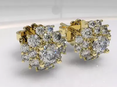 Timothes Diamond Earing 3D JewelryModel Printable 3D ER3 3D print model