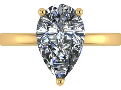 pear shape solitaire with under halo plain band  3D print model