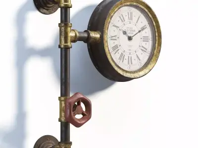 Factory Pressure Gauge Clock 3D model