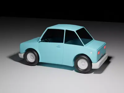 cartoon car modeling Free low-poly 3D model
